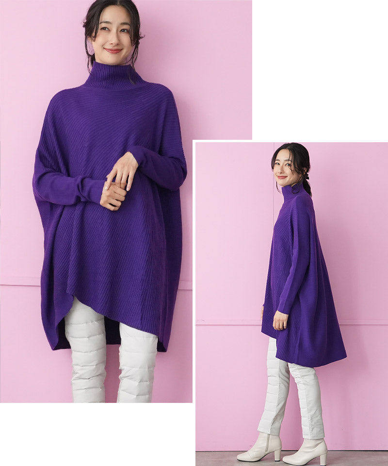 モアレ柄ニットチュニック 36-1227