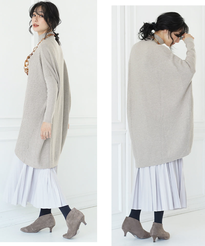 モアレ柄ニットチュニック 36-1227