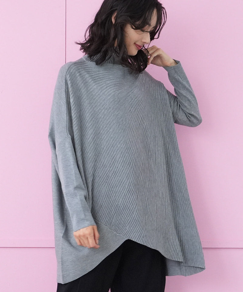 モアレ柄ニットチュニック 36-1227｜40代 50代 60代 大人の女性