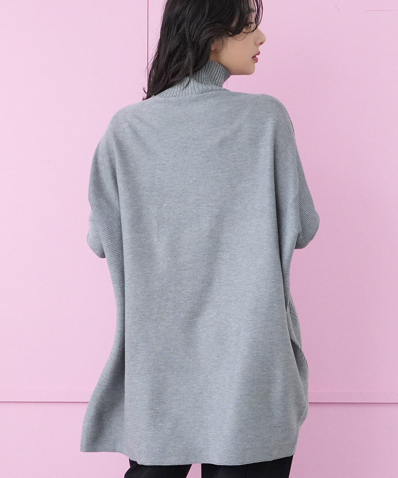 モアレ柄ニットチュニック 36-1227