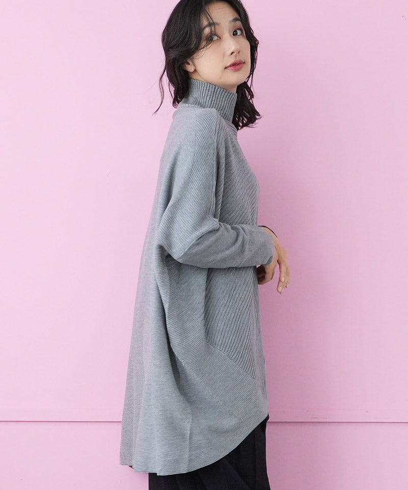モアレ柄ニットチュニック 36-1227