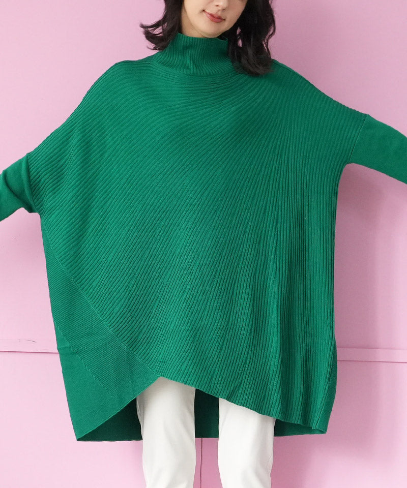 モアレ柄ニットチュニック 36-1227