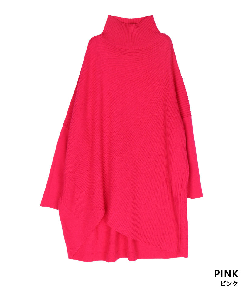 モアレ柄ニットチュニック 36-1227