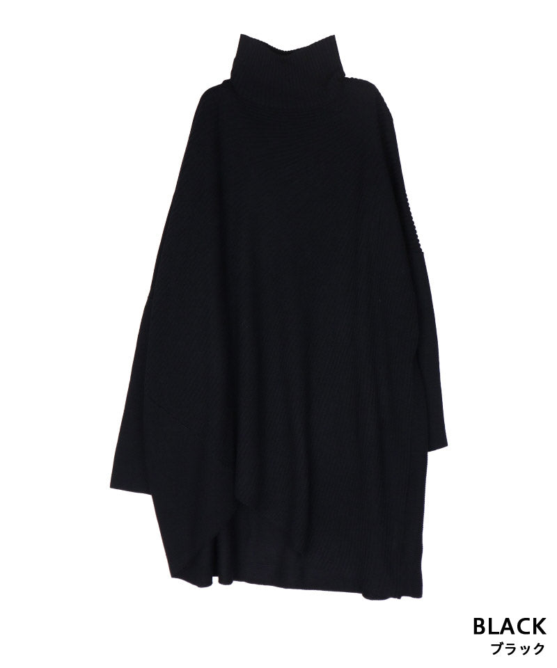 モアレ柄ニットチュニック 36-1227