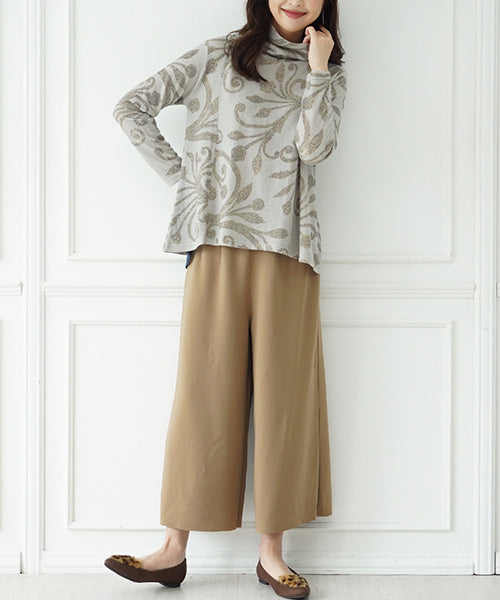 無地クロップドワイドパンツ 36-1244