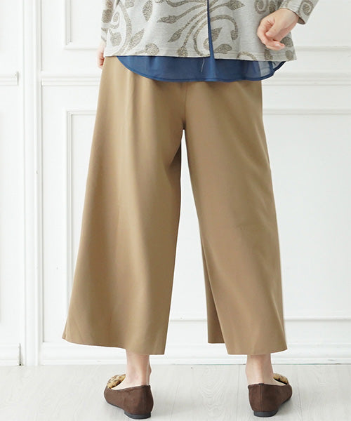 無地クロップドワイドパンツ 36-1244