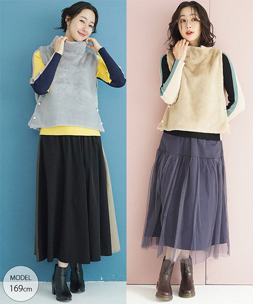 前後リバーシブル配色切替ボトルネックニットプルオーバー 36-1444｜40