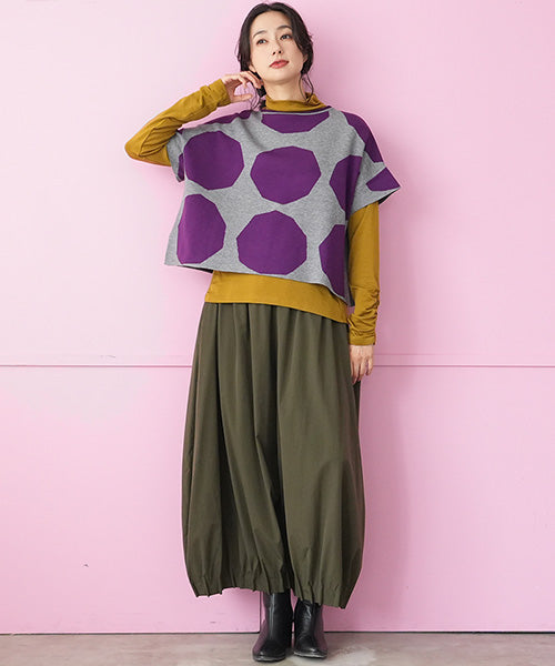 変形ビッグドットドルマンスリーブワイドニット 36-1445｜40代 50代 60