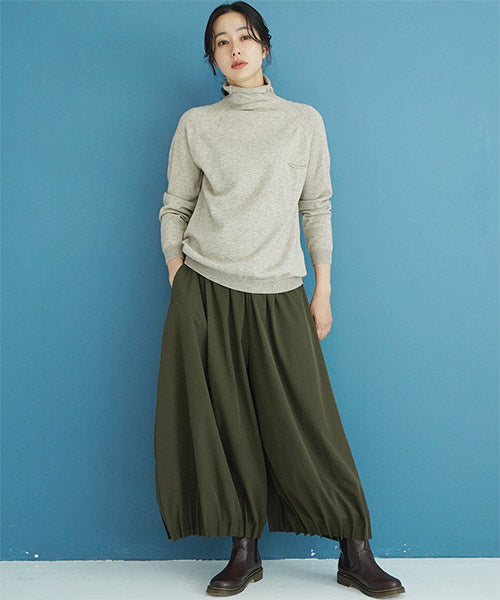 胸ポケットリブ切替ハイネックニットプルオーバー 36-1453｜40代 50代