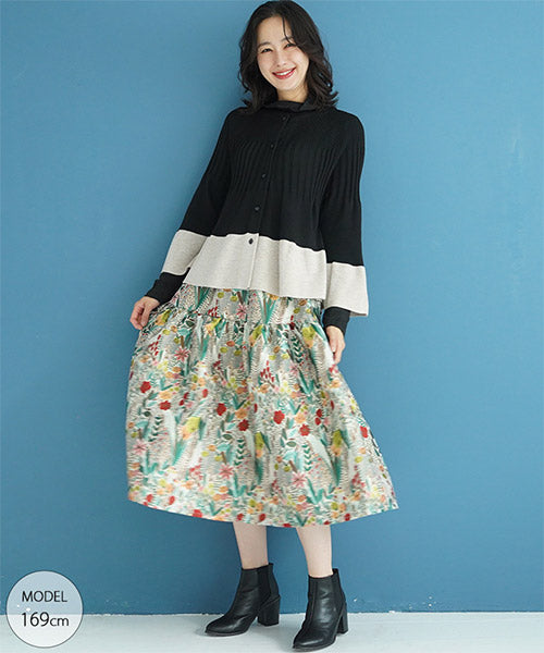 バイカラーペプラムニットカーディガン 36-1455｜40代 50代 60代 大人