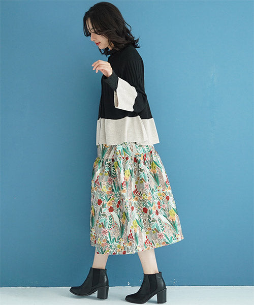 バイカラーペプラムニットカーディガン 36-1455｜40代 50代 60代 大人