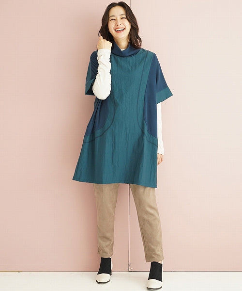 リブ切替オフタートルチュニック 36-1533