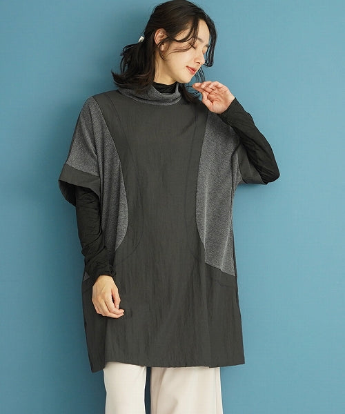 リブ切替オフタートルチュニック 36-1533