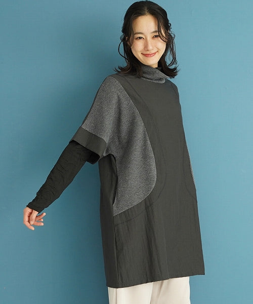 リブ切替オフタートルチュニック 36-1533