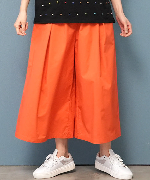 綿100％ウエストゴムボタンデザインワイドパンツ 36-1541