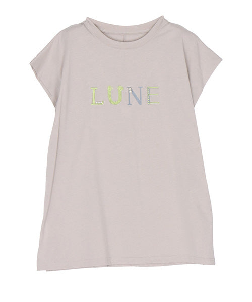 綿100％英字刺繍フレンチスリーブTシャツ 36-1556