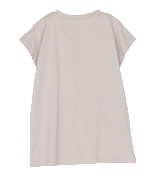 綿100％英字刺繍フレンチスリーブTシャツ 36-1556