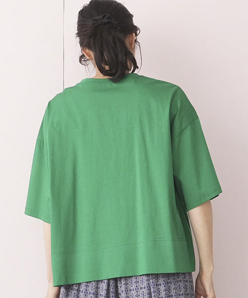 綿100％イラストステッチワイドシルエットTシャツ 36-1567