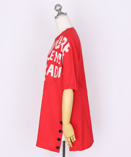 Fulltide25 春夏新作 アシンメトリーTシャツ（バッジ付き） osharewalker Tシャツ レディース トップス バイカラー アシメ