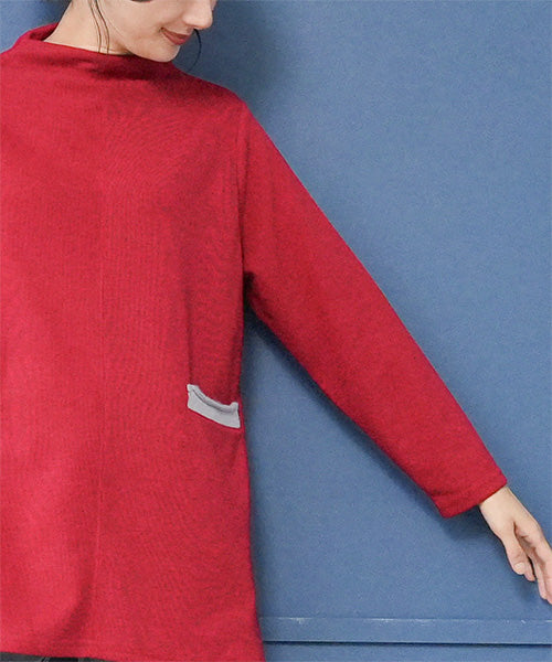 ポケットアクセント長袖Aラインチュニック 36-1686