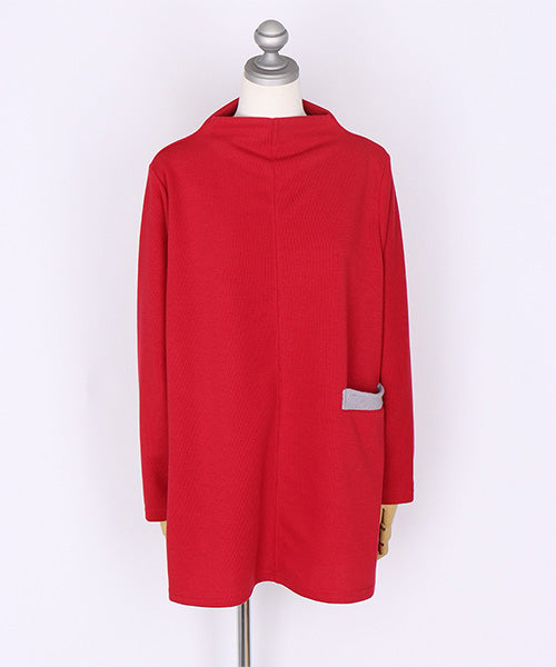 ポケットアクセント長袖Aラインチュニック 36-1686