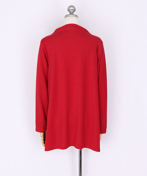 ポケットアクセント長袖Aラインチュニック 36-1686