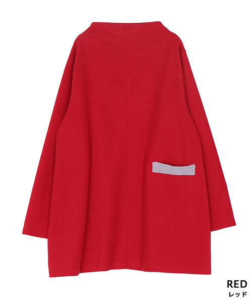 ポケットアクセント長袖Aラインチュニック 36-1686