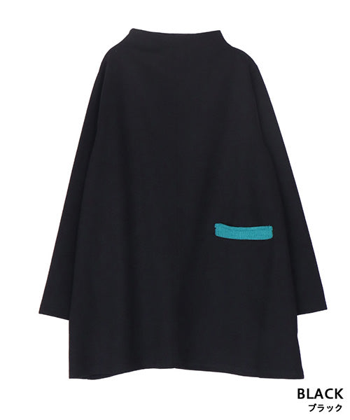 ポケットアクセント長袖Aラインチュニック 36-1686