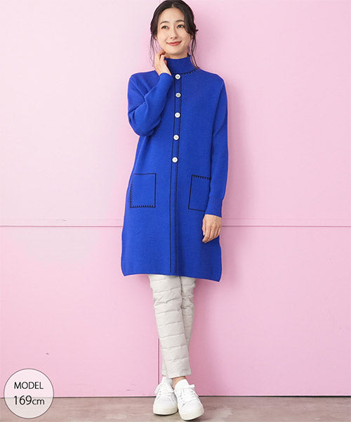 ハイネックだまし絵ニットチュニック 36-1695