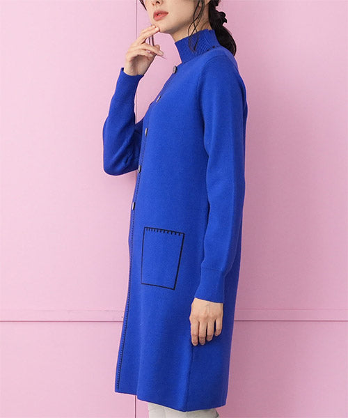 ハイネックだまし絵ニットチュニック 36-1695