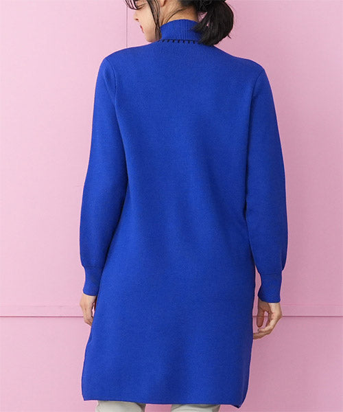 ハイネックだまし絵ニットチュニック 36-1695