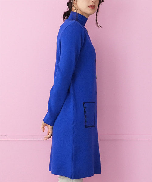 ハイネックだまし絵ニットチュニック 36-1695