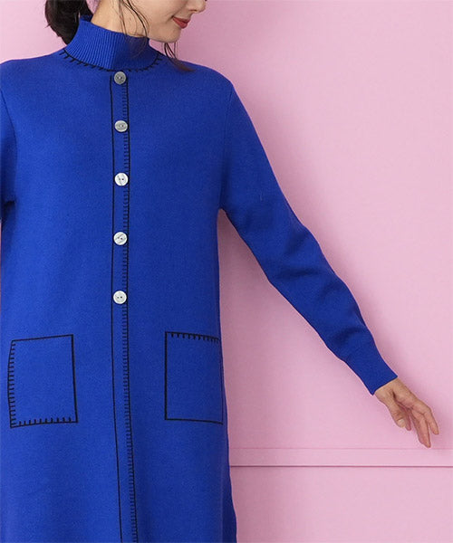 ハイネックだまし絵ニットチュニック 36-1695