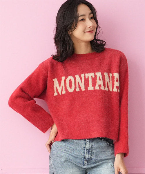 ナイロン100％英字ニットプルオーバー 36-1698｜40代 50代 60代 大人の