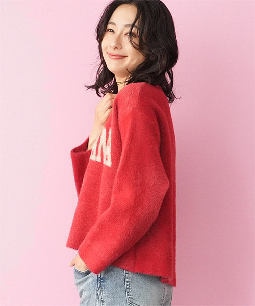 ナイロン100％英字ニットプルオーバー 36-1698｜40代 50代 60代 大人の