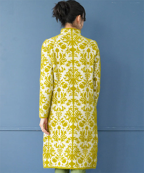 ダマスク柄長袖ニットチュニック 36-1712