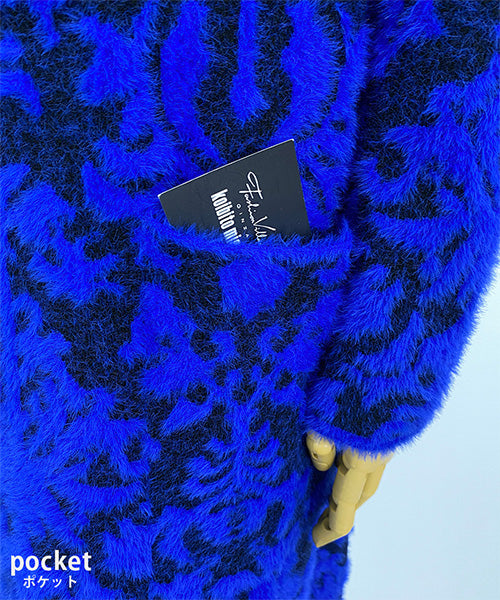 ダマスク柄長袖ニットチュニック 36-1712