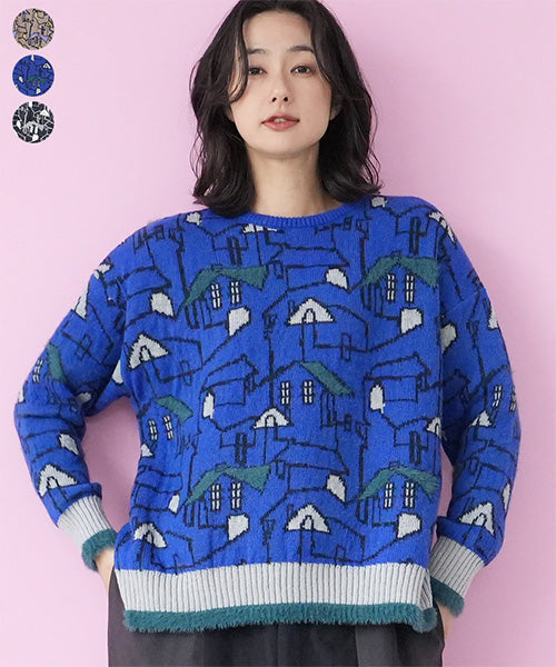 街柄リブ切替ワイドニット 36-1723｜40代 50代 60代 大人の女性に向け