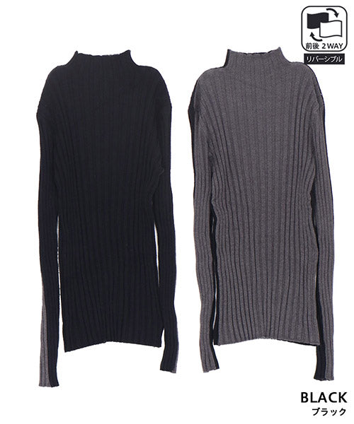 前後2wayバイカラーリブニット 36-1744｜40代 50代 60代 大人の女性に