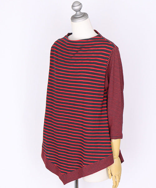 yori ボーダーヘムフリルカットソー レッド yori ボーダーヘムフリルカットソー レッド
