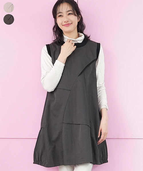 リブ使いタック切替コクーンチュニックベスト 36-1767