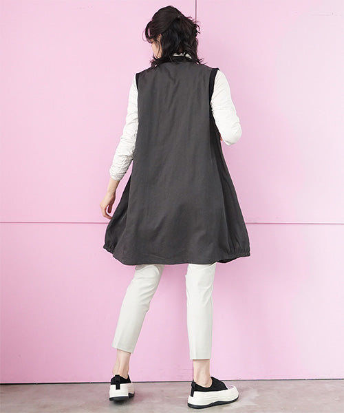 リブ使いタック切替コクーンチュニックベスト 36-1767