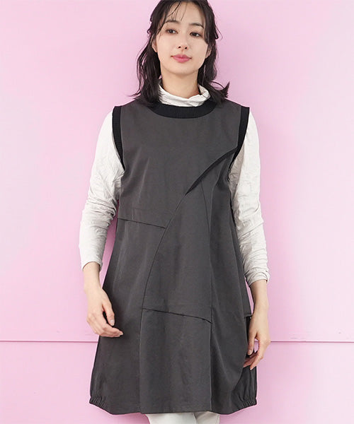 リブ使いタック切替コクーンチュニックベスト 36-1767