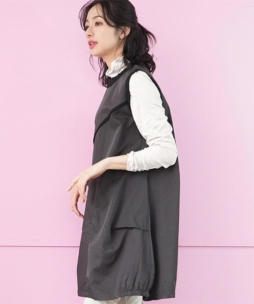 リブ使いタック切替コクーンチュニックベスト 36-1767