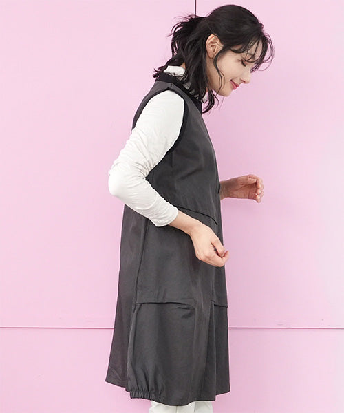 リブ使いタック切替コクーンチュニックベスト 36-1767