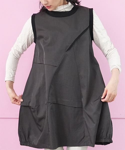 リブ使いタック切替コクーンチュニックベスト 36-1767