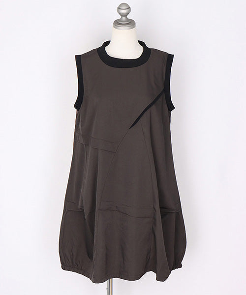 リブ使いタック切替コクーンチュニックベスト 36-1767