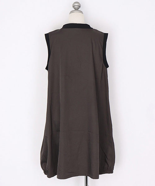 リブ使いタック切替コクーンチュニックベスト 36-1767