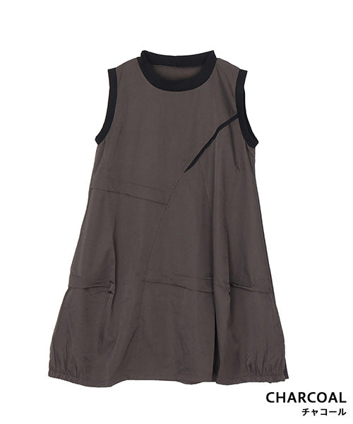 リブ使いタック切替コクーンチュニックベスト 36-1767