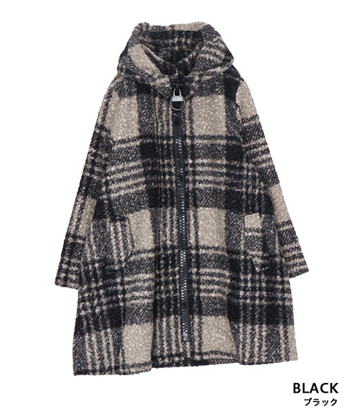ブークレチェックビッグファスナーAラインコート 36-1772｜40代 50代